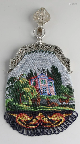 Bead bag with silver bracket and skirt hook, 833/000.