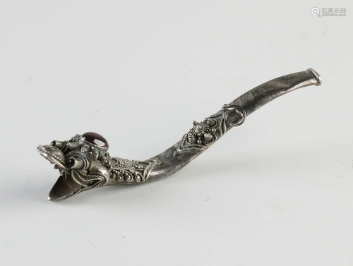 Silver cigarette pipe, 925/000, in the shape of a snake