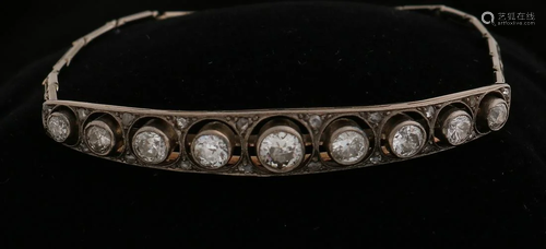 Gold bracelet, 585/000, with old-cut diamonds. A white