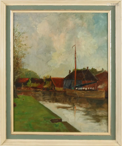 H.M. Bijl. Dutch School. Circa 1950. Village view with