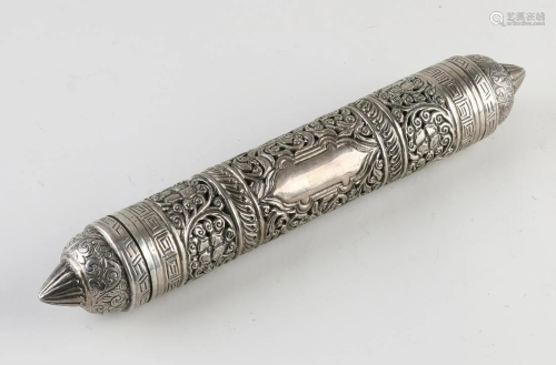 Silver Torah scroll holder, 925/000, openwork with
