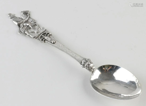 Silver birth spoon, 833/000, with a decorated handle