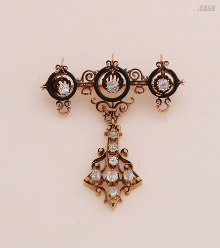 Antique gold brooch, 585/000, in Victorian style, ca