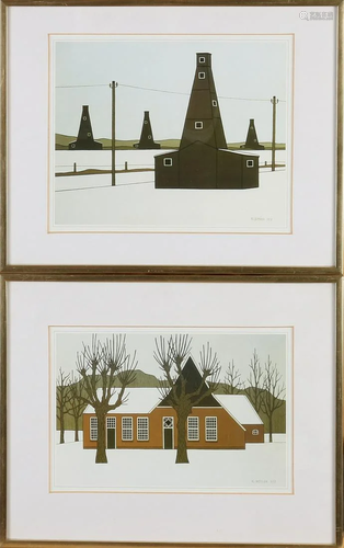 Two reproductions Klaas Bernink. 1913 - 1996. 1x Farm