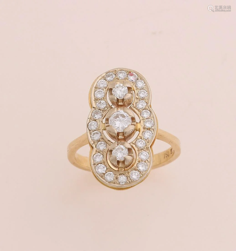 Elegant yellow gold ring, 750/000, with diamond. Ring