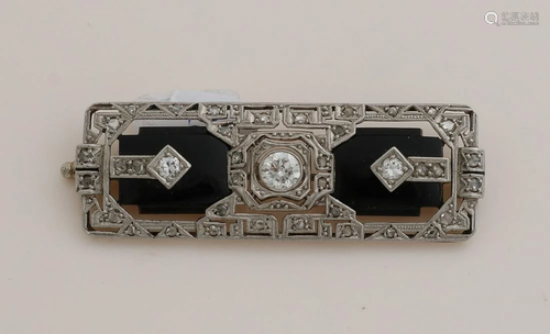 Beautiful white gold Art Deco brooch, 585/000, with