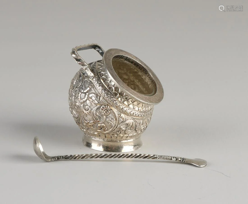 Silver spice jar, BWG, round model with Biedermeier