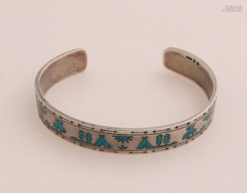 Silver clip bracelet, 800/000, American, Indians, with