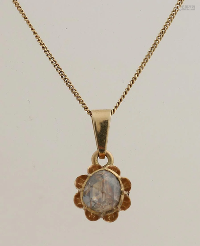 Yellow gold necklace with pendant, 585/000, set with a