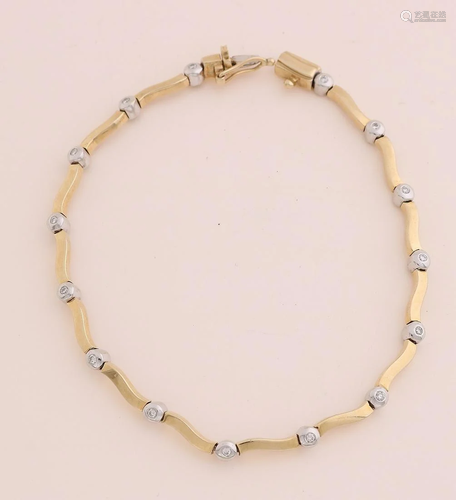 Gold bracelet, 585/000, with diamond. Bracelet with