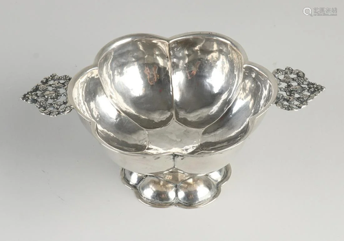 Silver brandy bowl, 833/000, round lobed model with