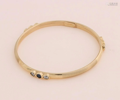 Yellow gold children's bracelet, 585/000, with zirconia