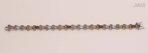 Silver bracelet, 925/000, with colored stones. Bracelet