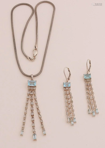 Silver necklace with pendant and earrings, 925/000,