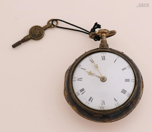 Gold plated pocket watch with protective case made from