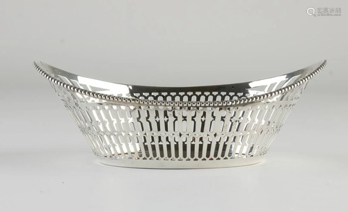 Silver bonbon basket, 833/000, boat-shaped model, with