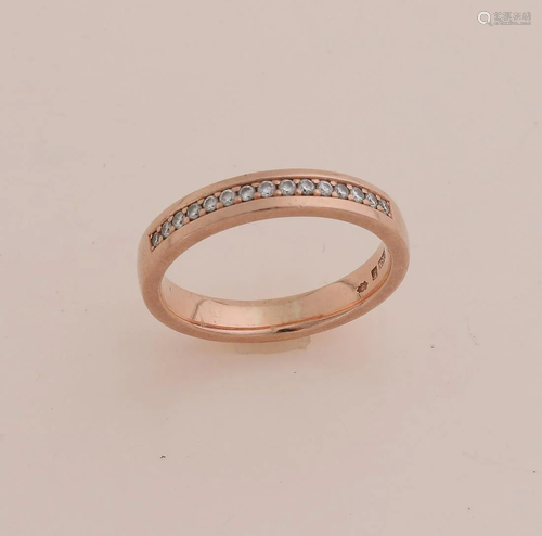 Gold band ring, 585/000, in red gold, set with 15