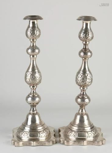 Set of antique candlesticks, 925/000, placed on a