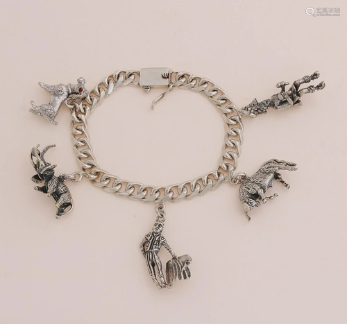 Silver bracelet with charms, 925/000. Cut gourmet