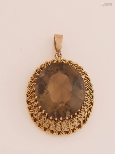 Large yellow gold pendant, 585/000, with large oval