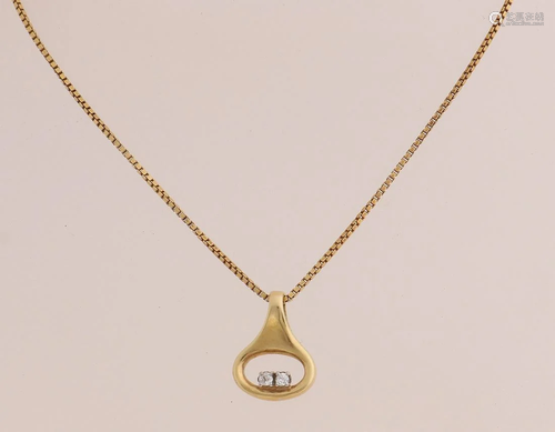 Yellow gold necklace and pendant, 585/000, with