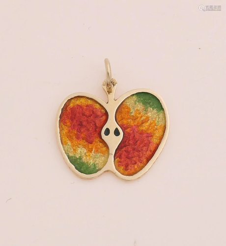 Yellow gold pendant, 585/000, in the shape of an apple,