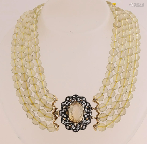 Citrine capital necklace with a gold clasp, 585/000,