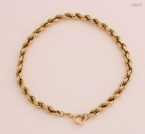 Yellow gold cord bracelet, 585/000, Ã¸ 4mm. length 19.5