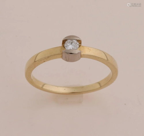 Yellow gold ring, 585/000, with diamond. Brand Rensini.