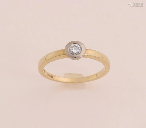 Yellow gold ring, 585/000, with diamond. Brand Rensini.