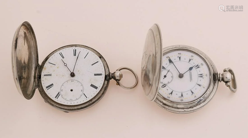 Two silver pocket watches, 800/000, one with an