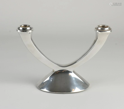 Silver candlestick, 925/000, 2 lights in Art Deco