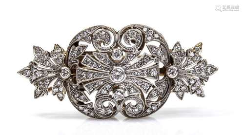 Gold and diamonds brooch 18k white gold, set with brilliant ...