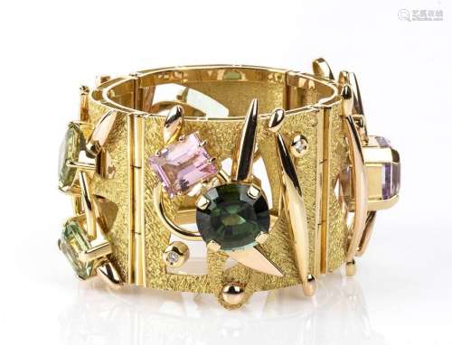 Gold, diamonds and colored stone bracelet - by GIORGIO FACCH...