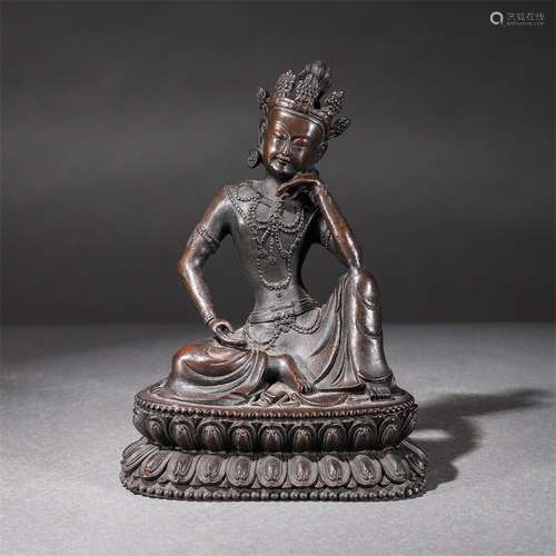 A copper Guanyin bodhisattva ornament