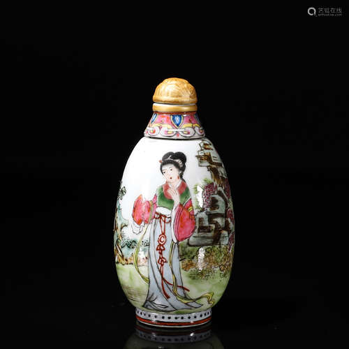 A figure  porcelain snuff bottle