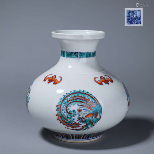 A doucai dragon and phoenix porcelain vase