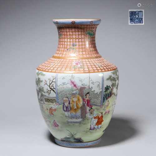 A famille rose figure porcelain vase