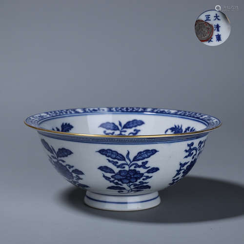 A blue and white flower porcelain bowl