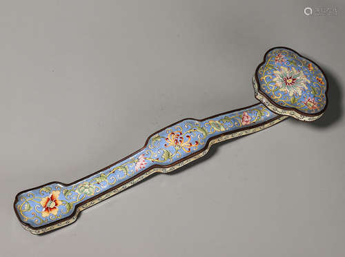 A flower copper enamel ruyi