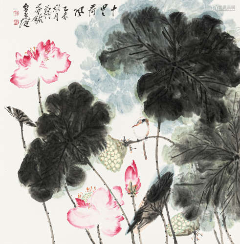 贾广健 乙未（2015） 十里荷风 设色纸本 托片