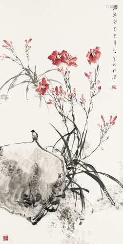 刘文生 癸巳（2013） 茶花小鸟 设色纸本 软片