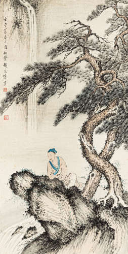 赵元涛 壬午（1942） 松风高士 设色纸本 镜心