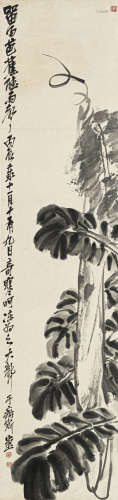 吴昌硕 丙辰（1916） 芭蕉 设色纸本 立轴