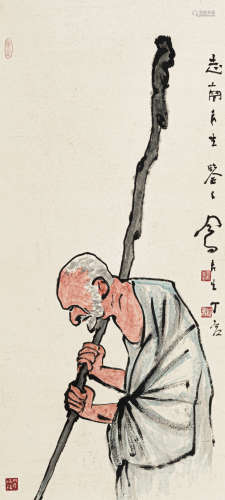 吕凤子 丁亥（1947） 人物 设色纸本 镜心
