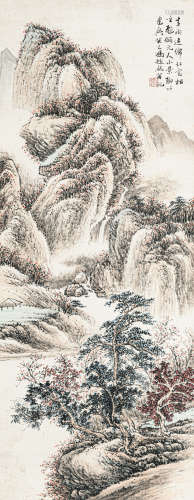 冯超然 癸巳（1953） 春雨连绵 设色纸本 立轴
