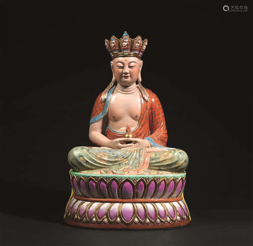 民国 粉彩地藏菩萨坐像