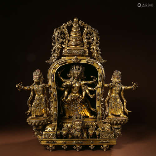 A Gilt Bronze Tibetan Bodhisattva Statue