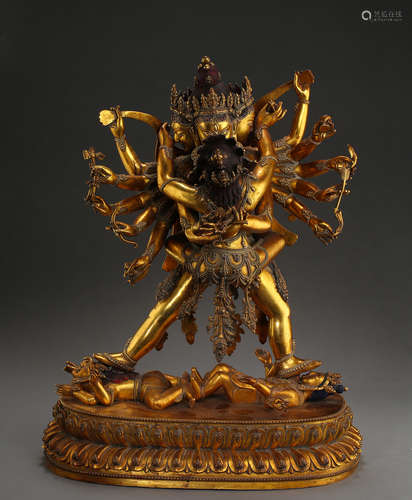 A Gilt Bronze Tibetan Statue