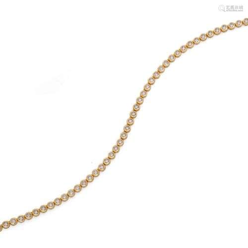 Collier rivière de diamant en or jaune 18K (750/1000) compos...